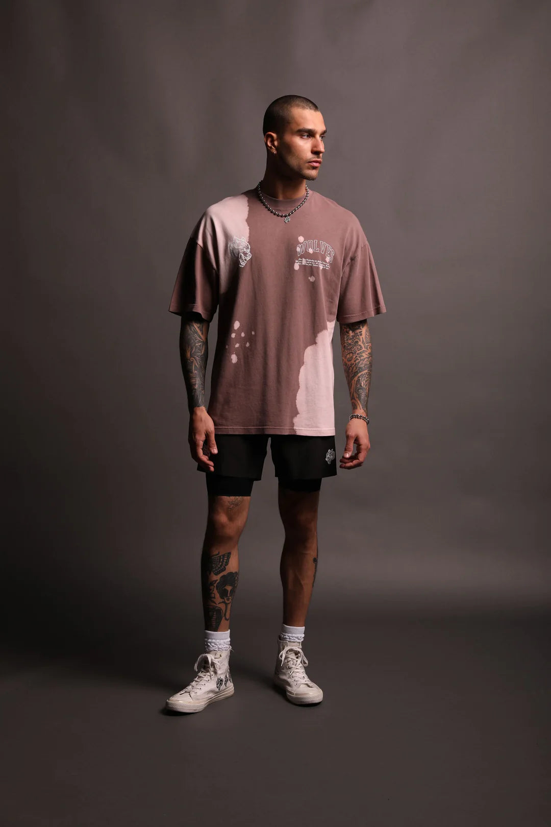 Protect Us "Premium" Oversized Tee in Tonal Mauve Acid Wash